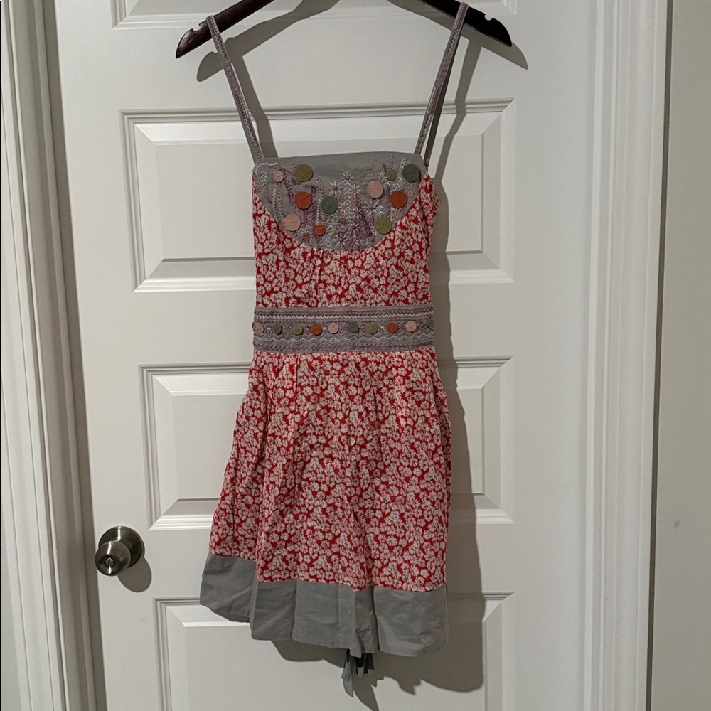 Francesca’s Floral Button Detail Dress with Bow Tie Small